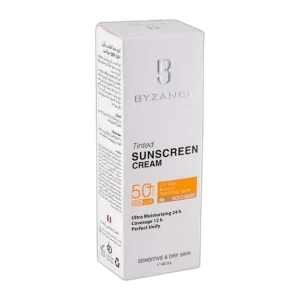کرم ضدآفتاب رنگی بیزانسSPF50 پوست های خشک و حساس بژلایت1